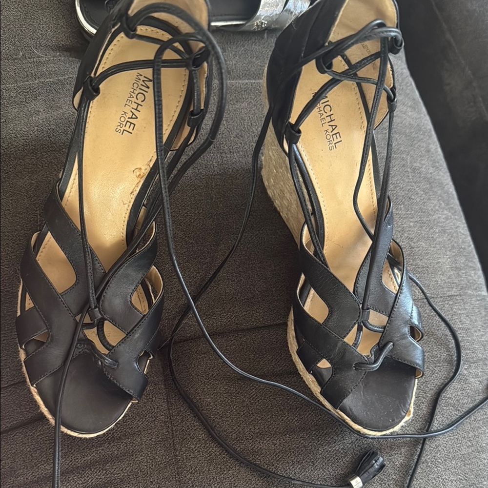Michael Kors Black Wedge Sandals
